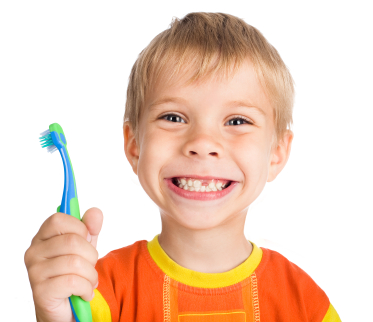 boy without one teeth with toothbrush